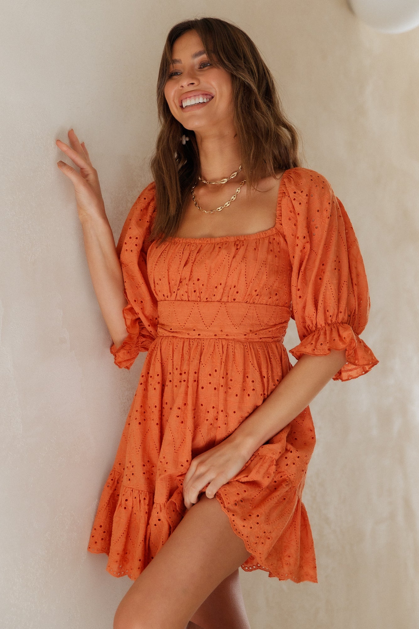 Circling Round Dress Orange-Seaa Fashion