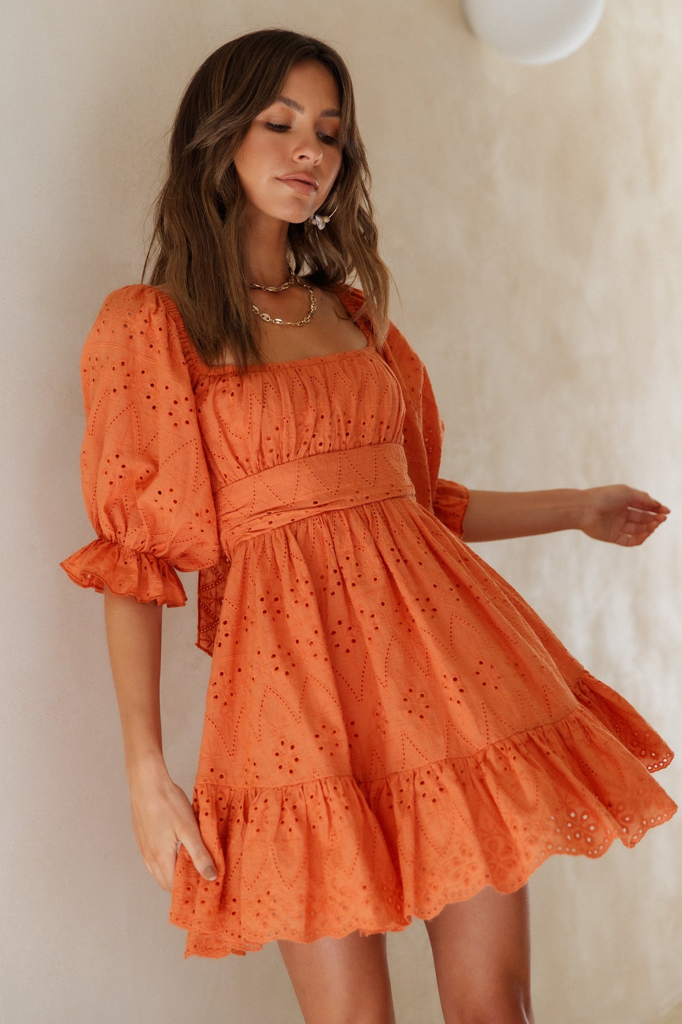 Circling Round Dress Orange-Seaa Fashion