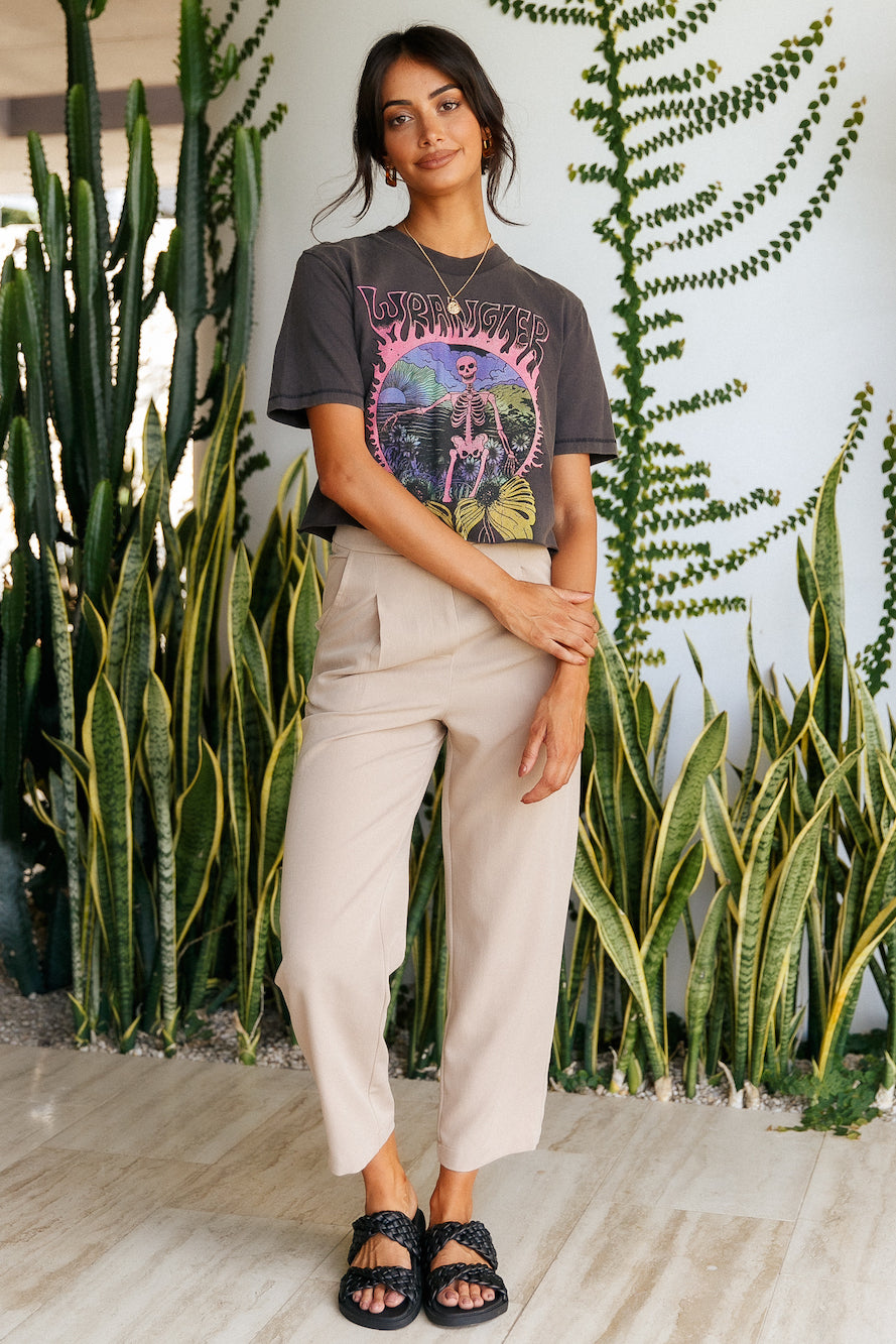 WRANGLER Floral Bones Crop Tee Worn Black-Seaa Fashion