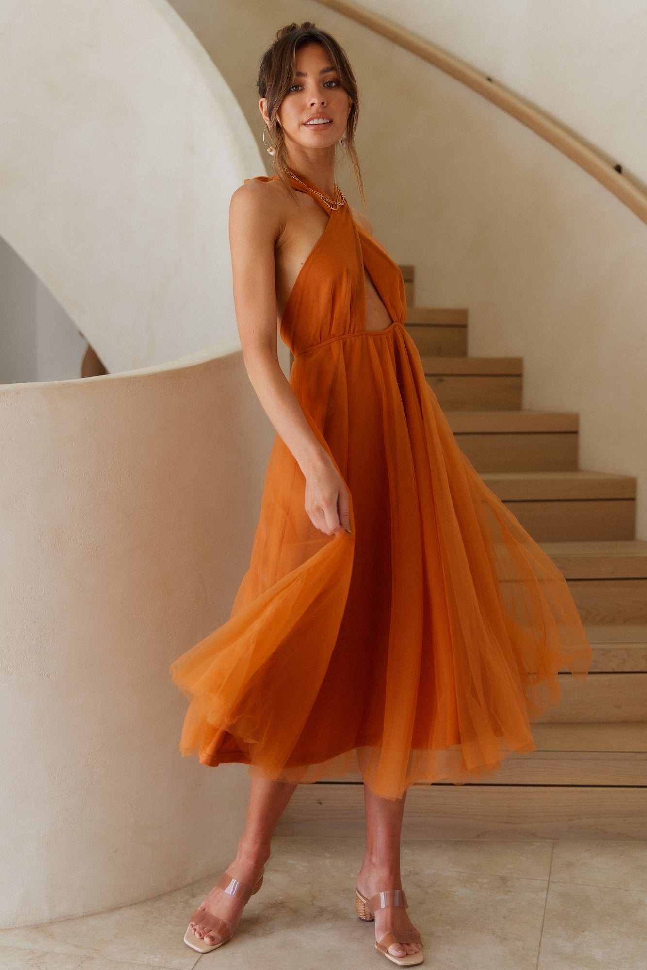 Warm Welcomes Maxi Dress Tan-Seaa Fashion