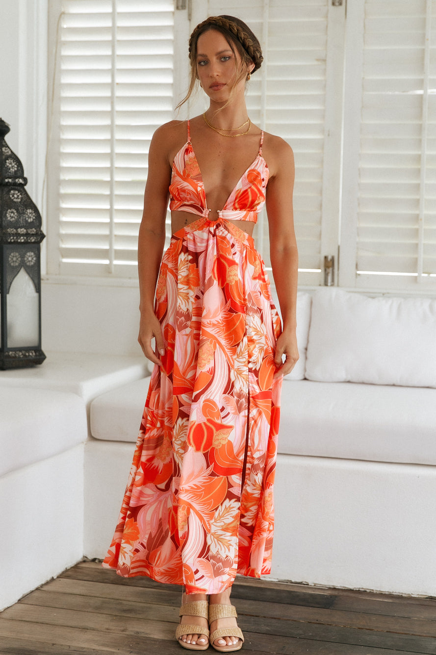 Through The Gardens Maxi Dress Red-Seaa Fashion