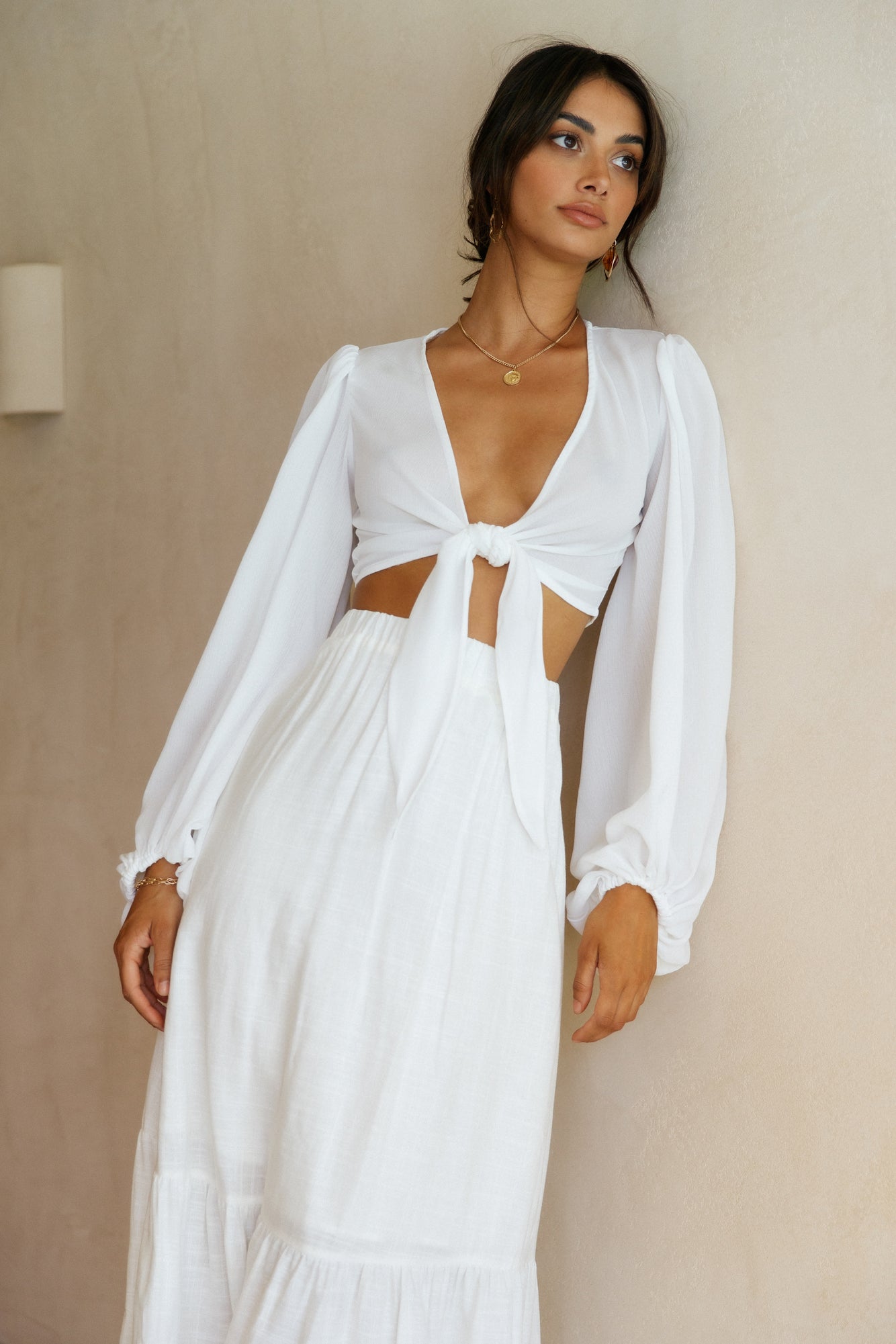 Cloudless Skies Crop Top White-Seaa Fashion
