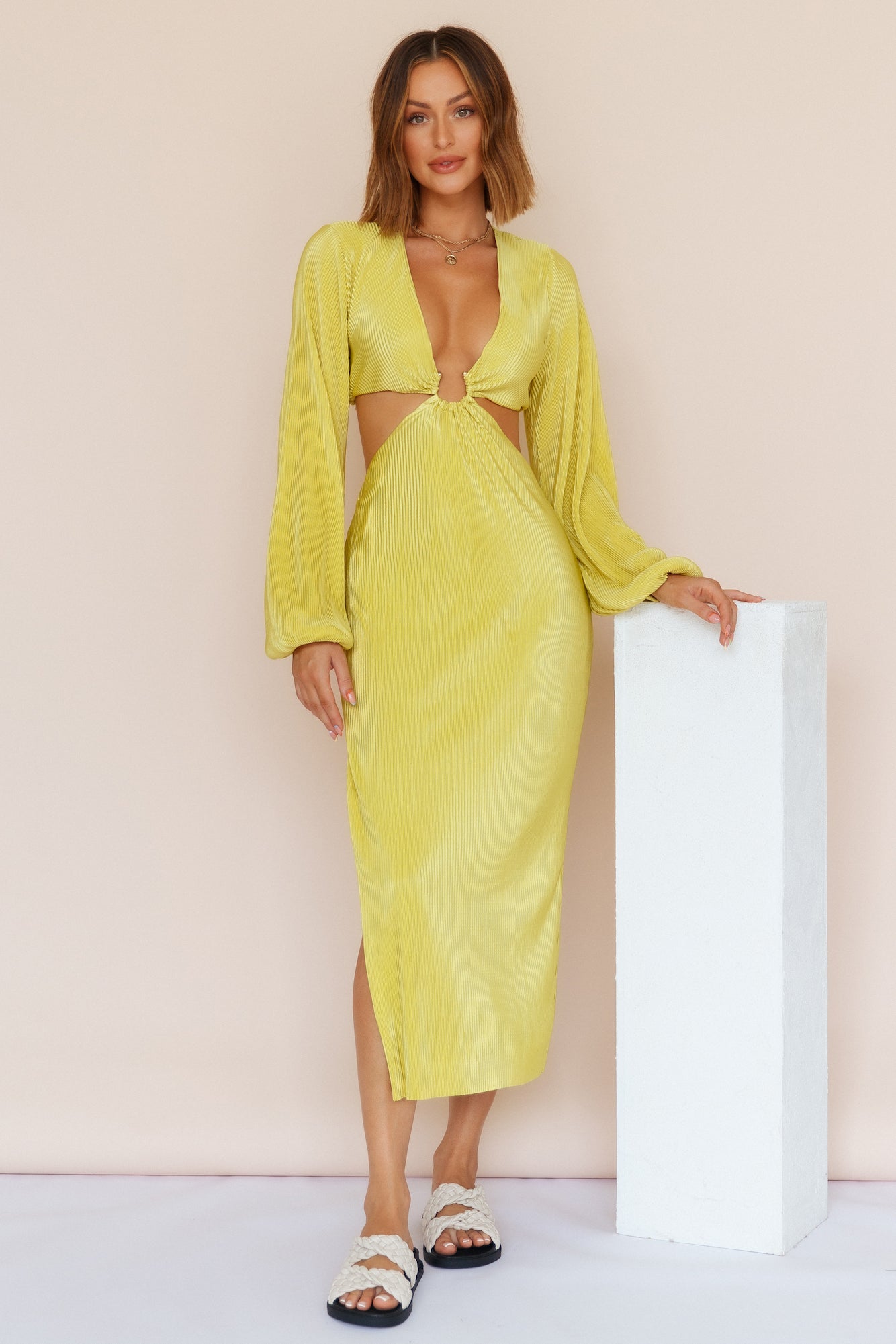RUNAWAY THE LABEL Freja Midi Dress Citrus-Seaa Fashion