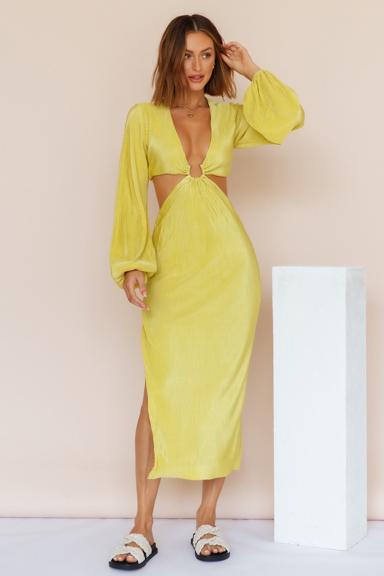 RUNAWAY THE LABEL Freja Midi Dress Citrus-Seaa Fashion