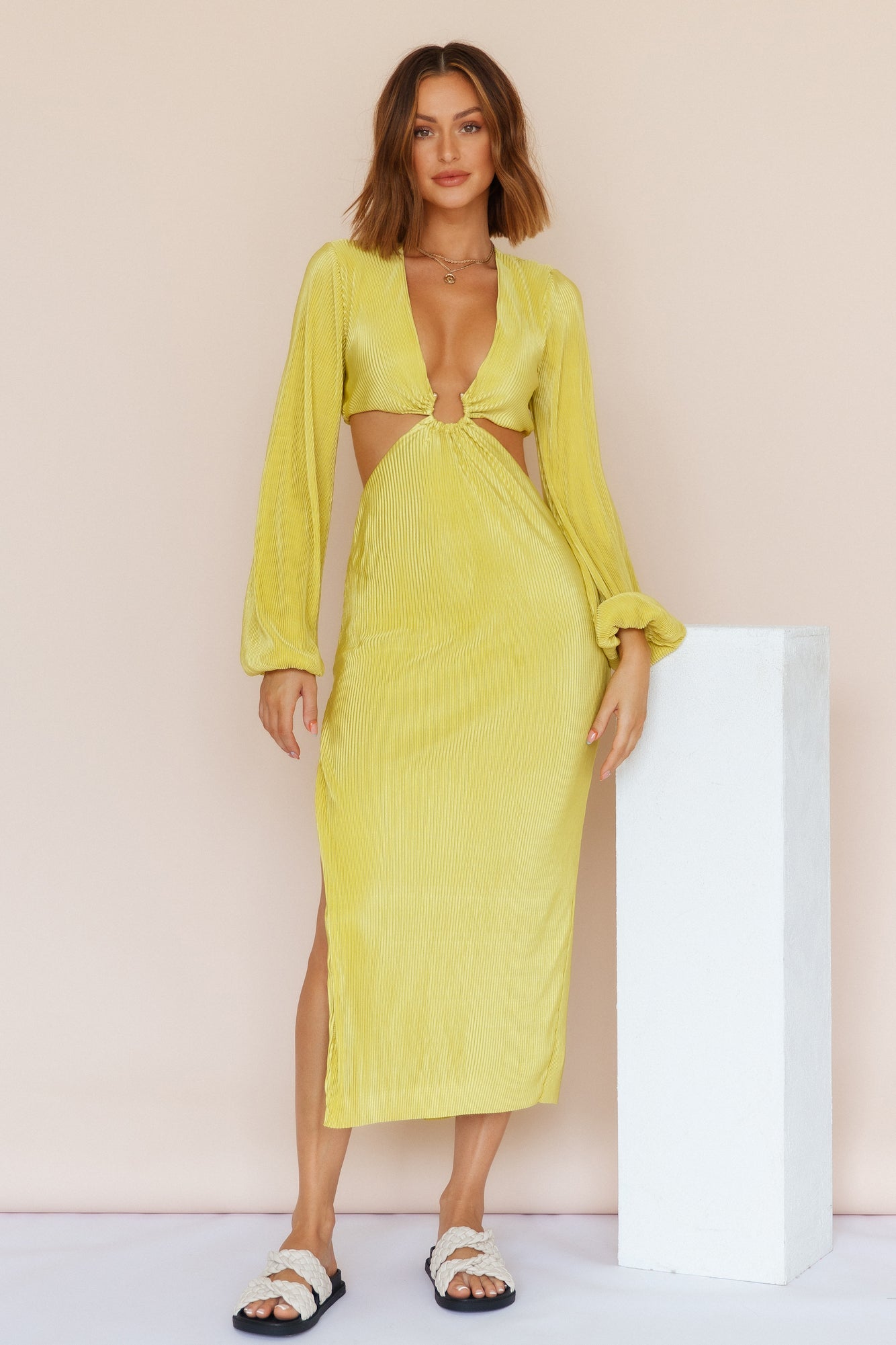 RUNAWAY THE LABEL Freja Midi Dress Citrus-Seaa Fashion