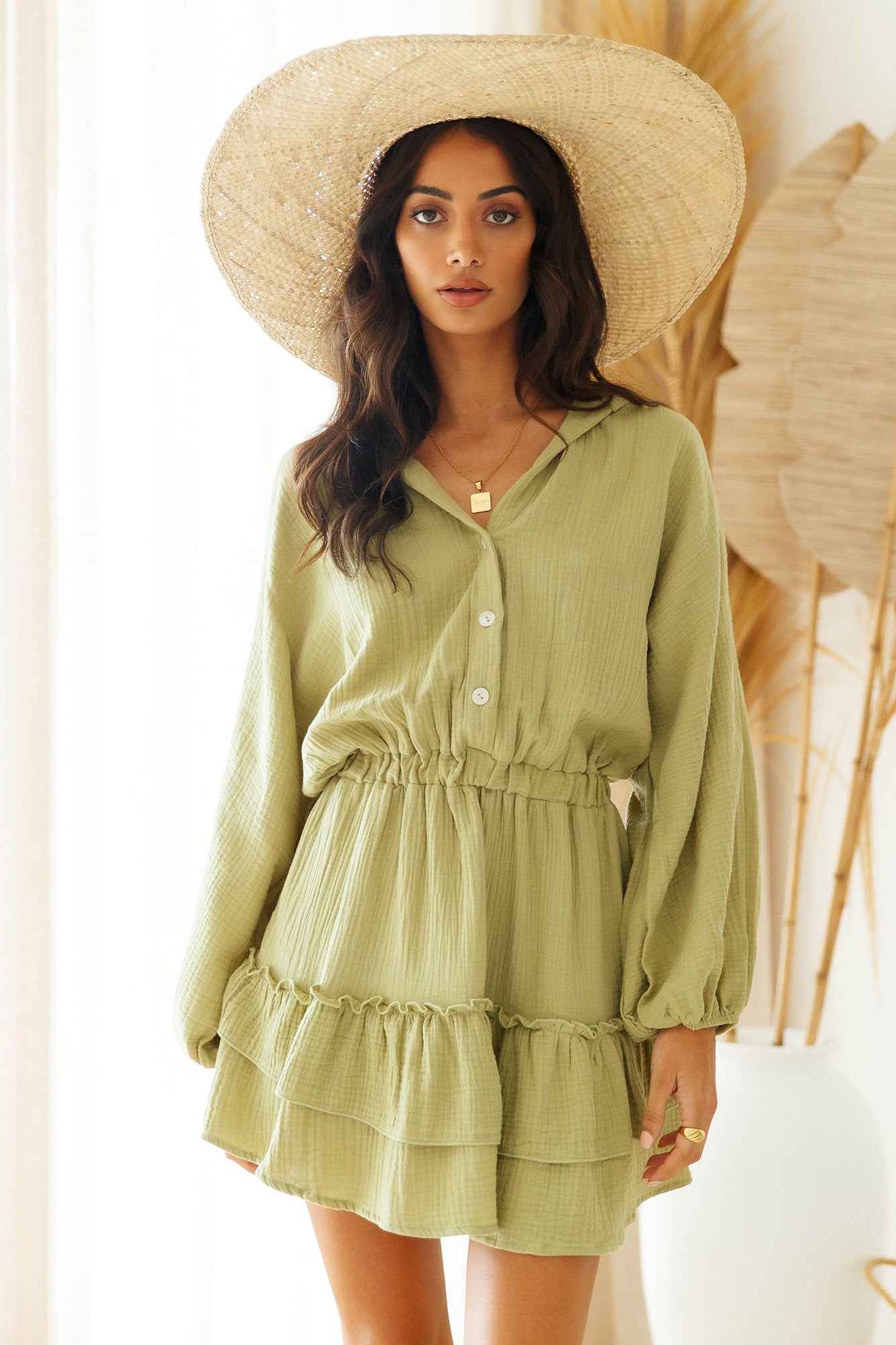 Peach Sunsets Dress Green-Seaa Fashion