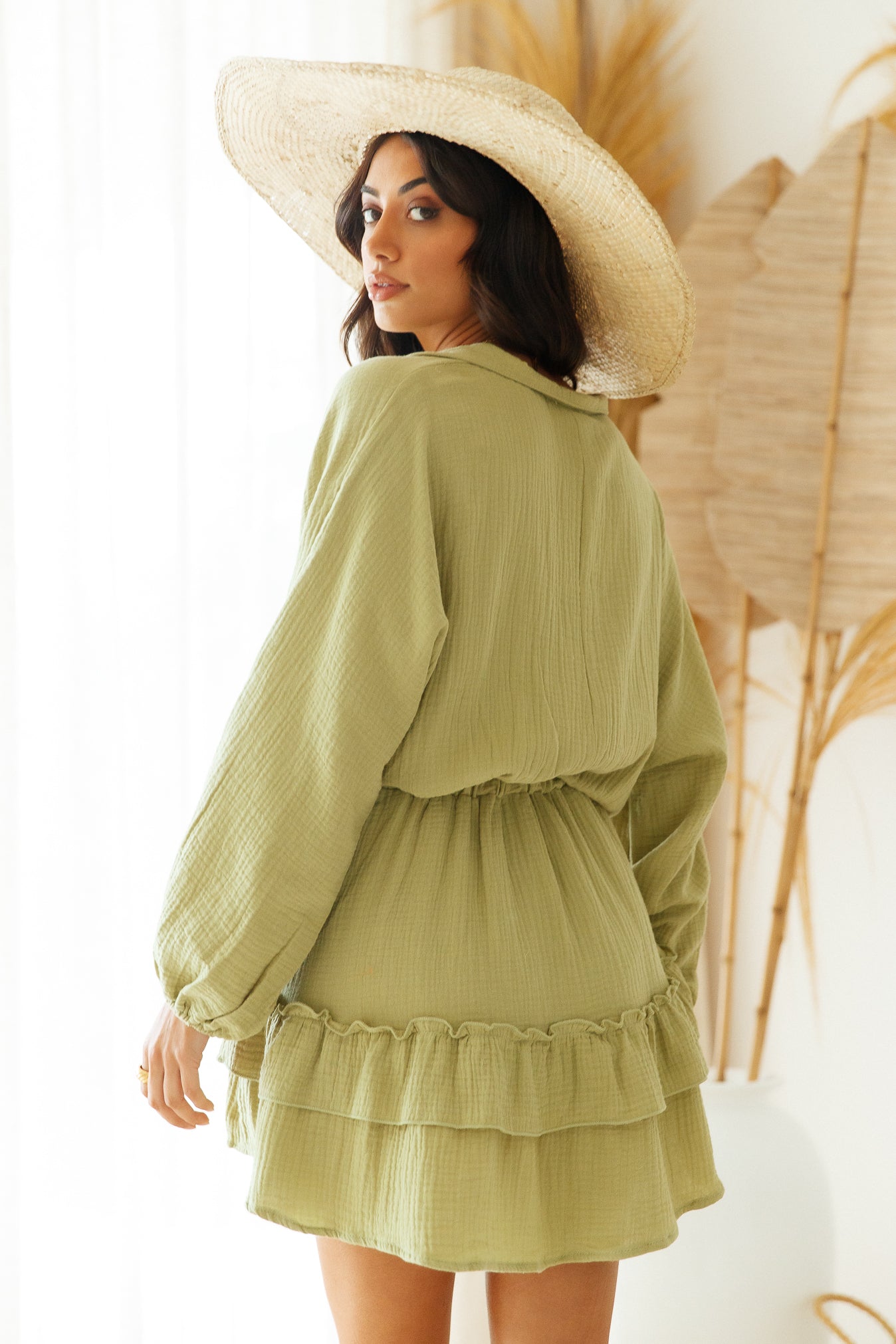 Peach Sunsets Dress Green-Seaa Fashion