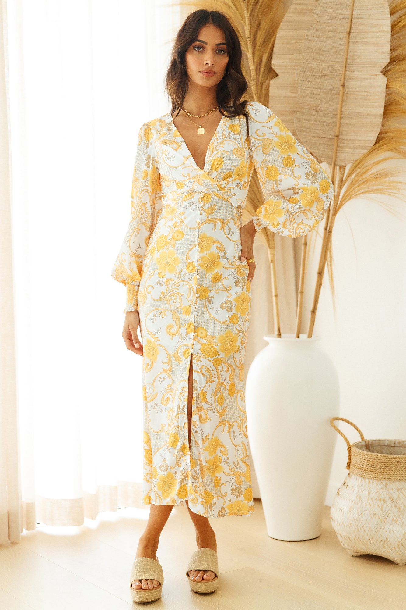 Golden Atelier Maxi Dress Yellow-Seaa Fashion