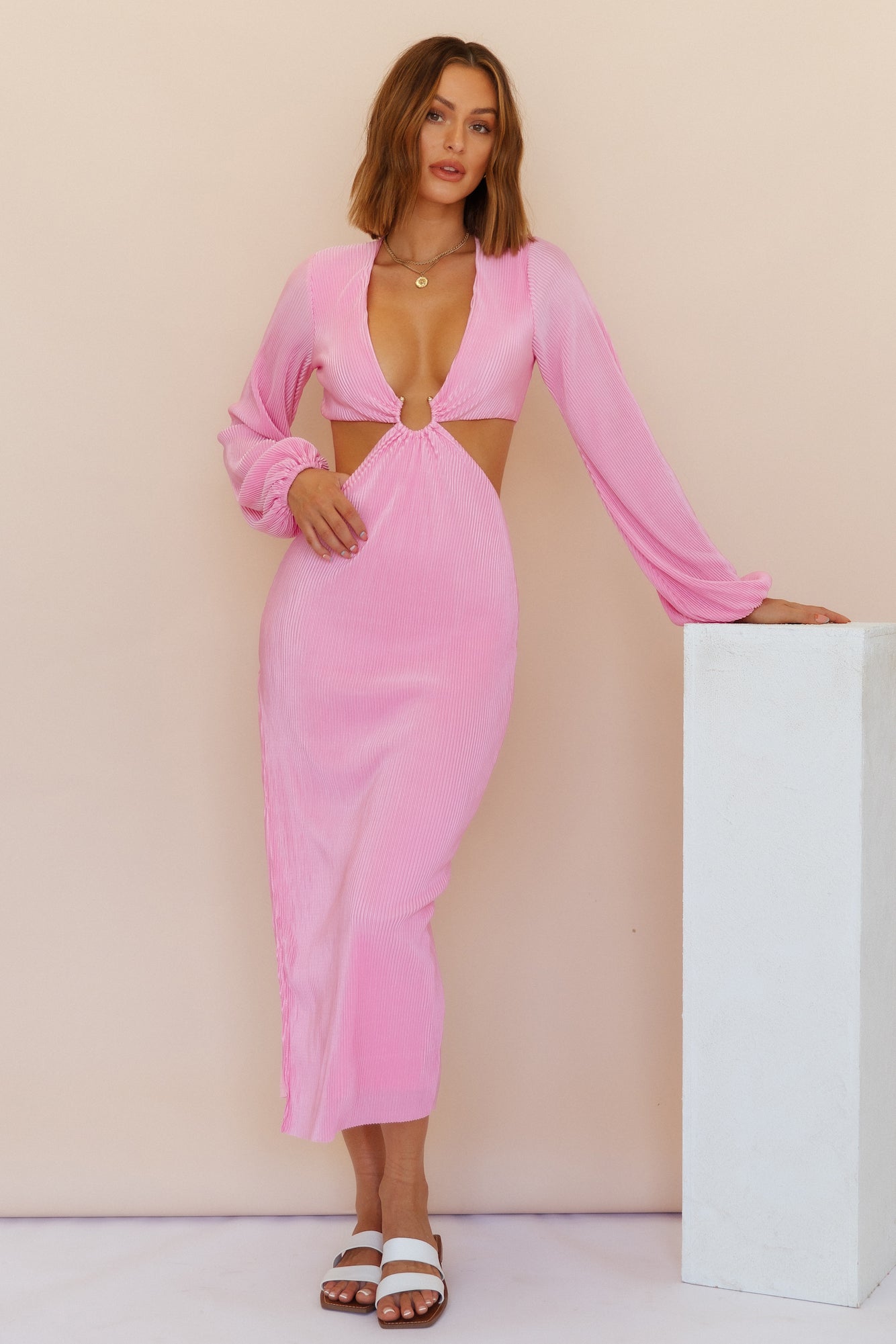 RUNAWAY THE LABEL Freja Midi Dress Bubblegum-Seaa Fashion