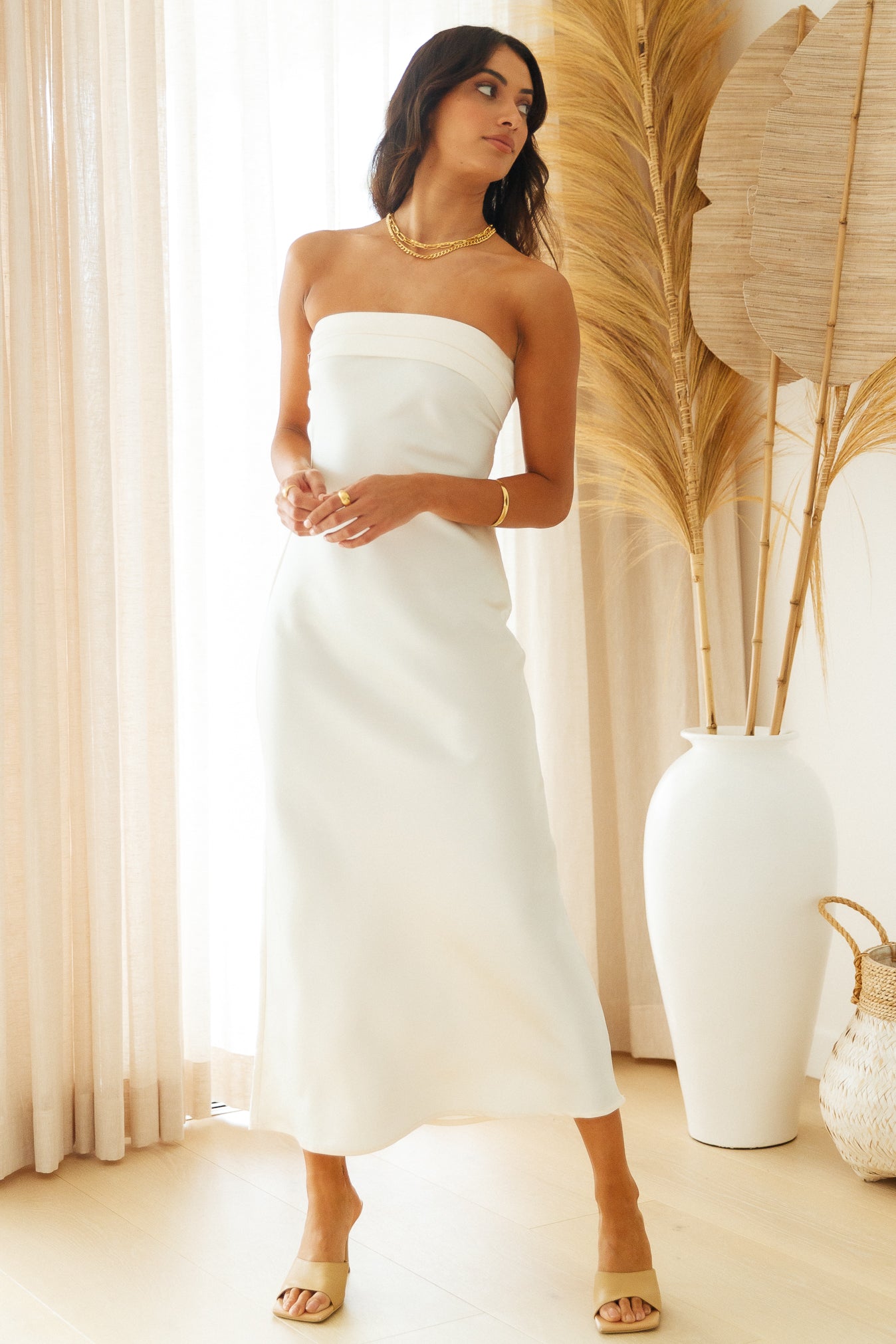 Gleam In Gold Maxi Dress Champagne-Seaa Fashion