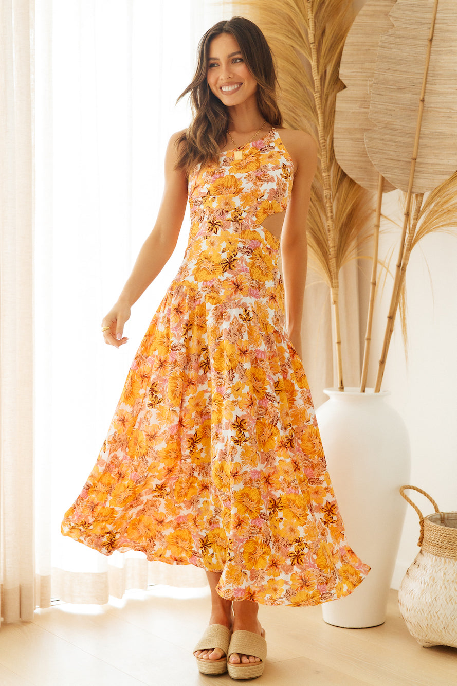 In The Gardens Maxi Dress Orange-Seaa Fashion