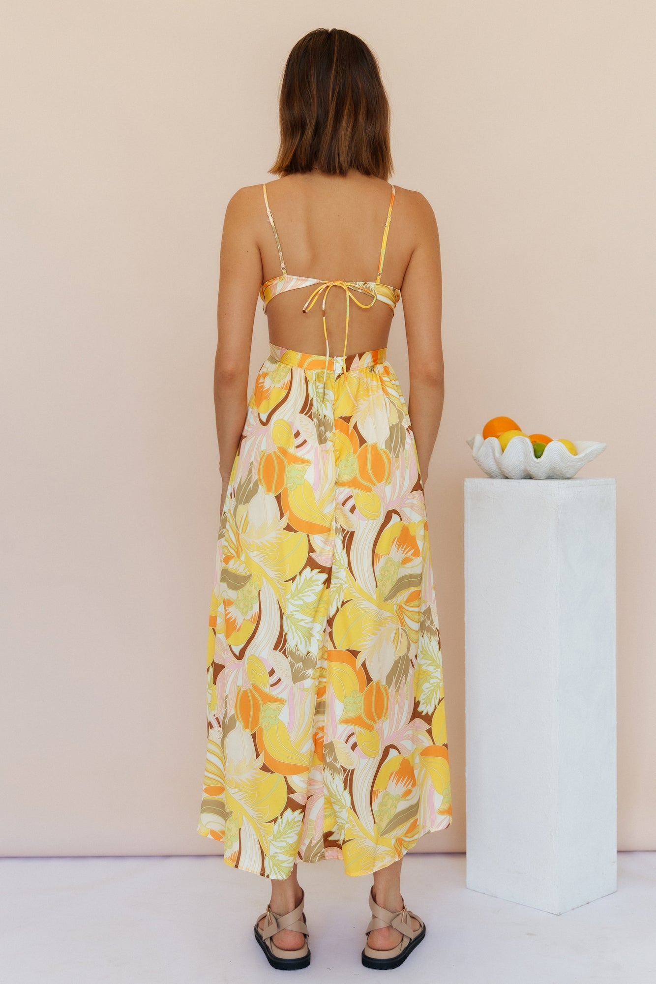 Through The Gardens Maxi Dress Yellow-Seaa Fashion