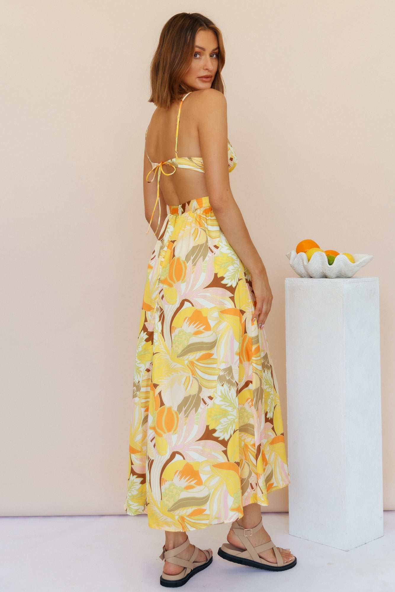 Through The Gardens Maxi Dress Yellow-Seaa Fashion
