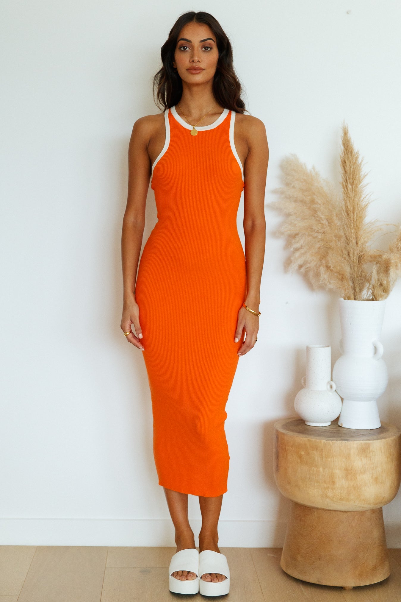 Swaying Leaves Maxi Dress Orange-Seaa Fashion