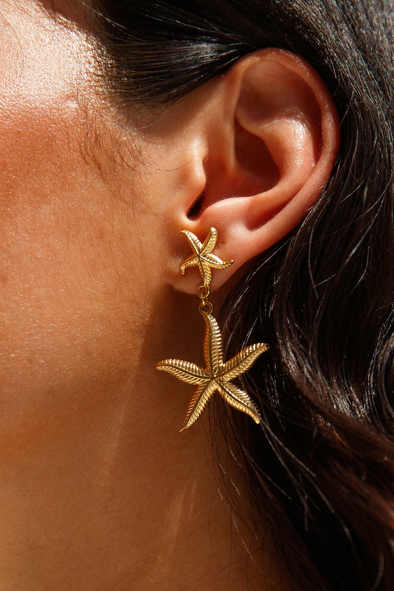 18K Gold Plated Starfish Magic Earrings Gold-Seaa Fashion