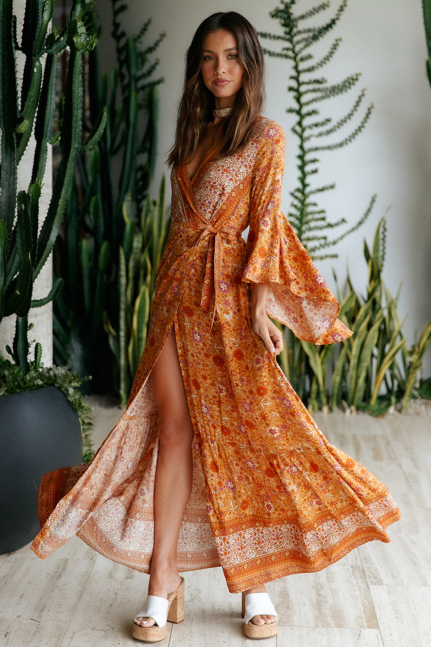 Got This Feeling Maxi Dress Mocha-Seaa Fashion