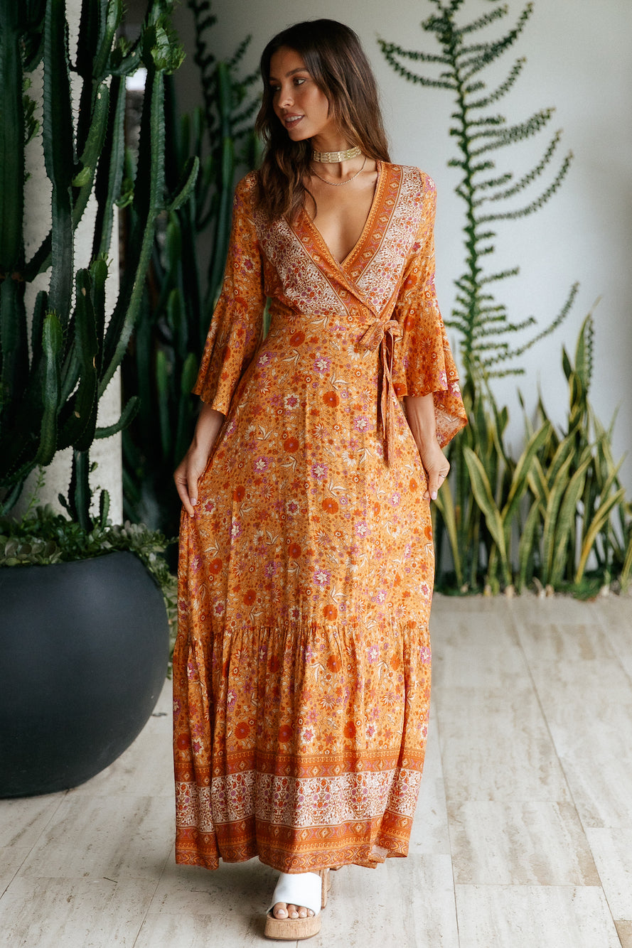 Got This Feeling Maxi Dress Mocha-Seaa Fashion