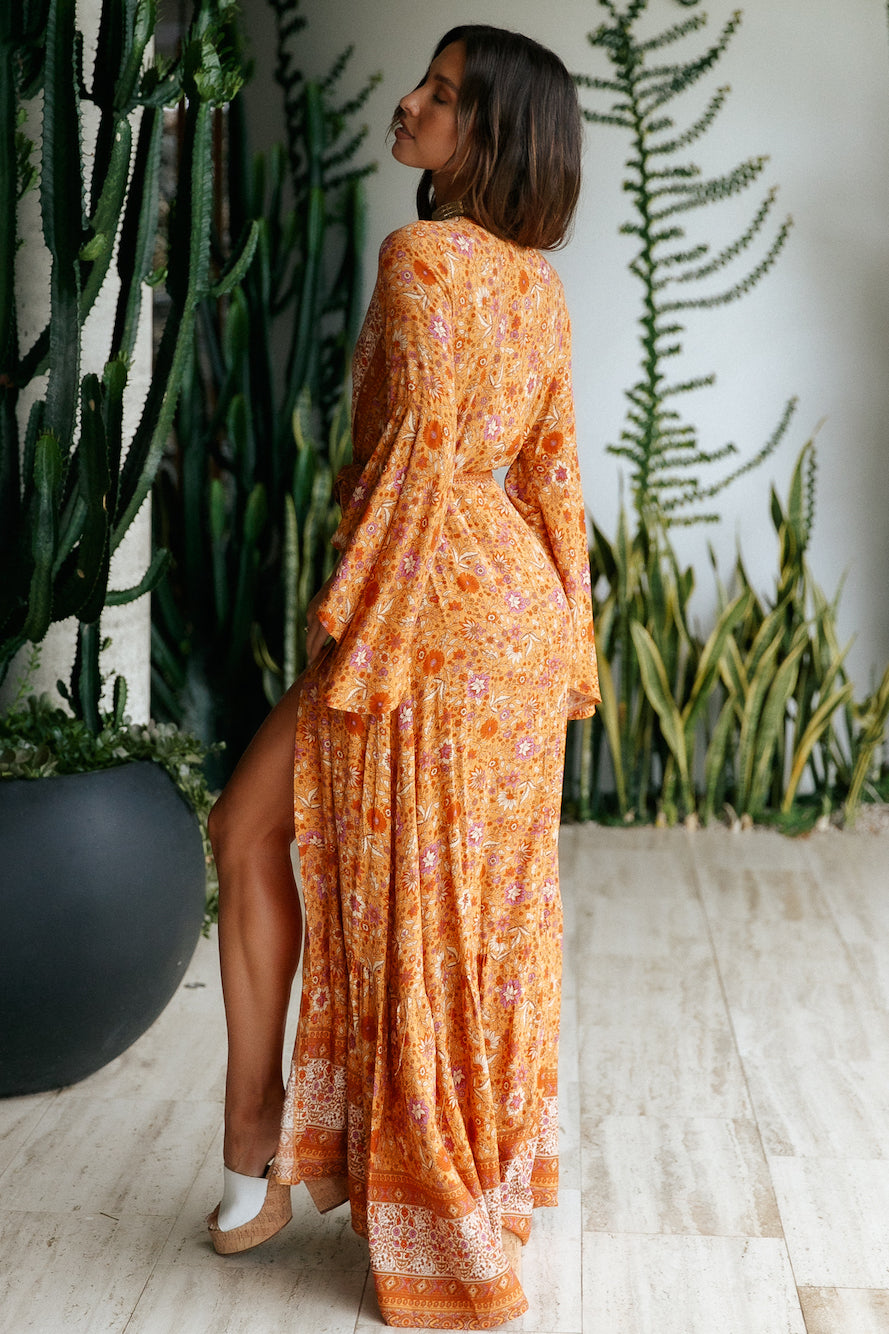 Got This Feeling Maxi Dress Mocha-Seaa Fashion