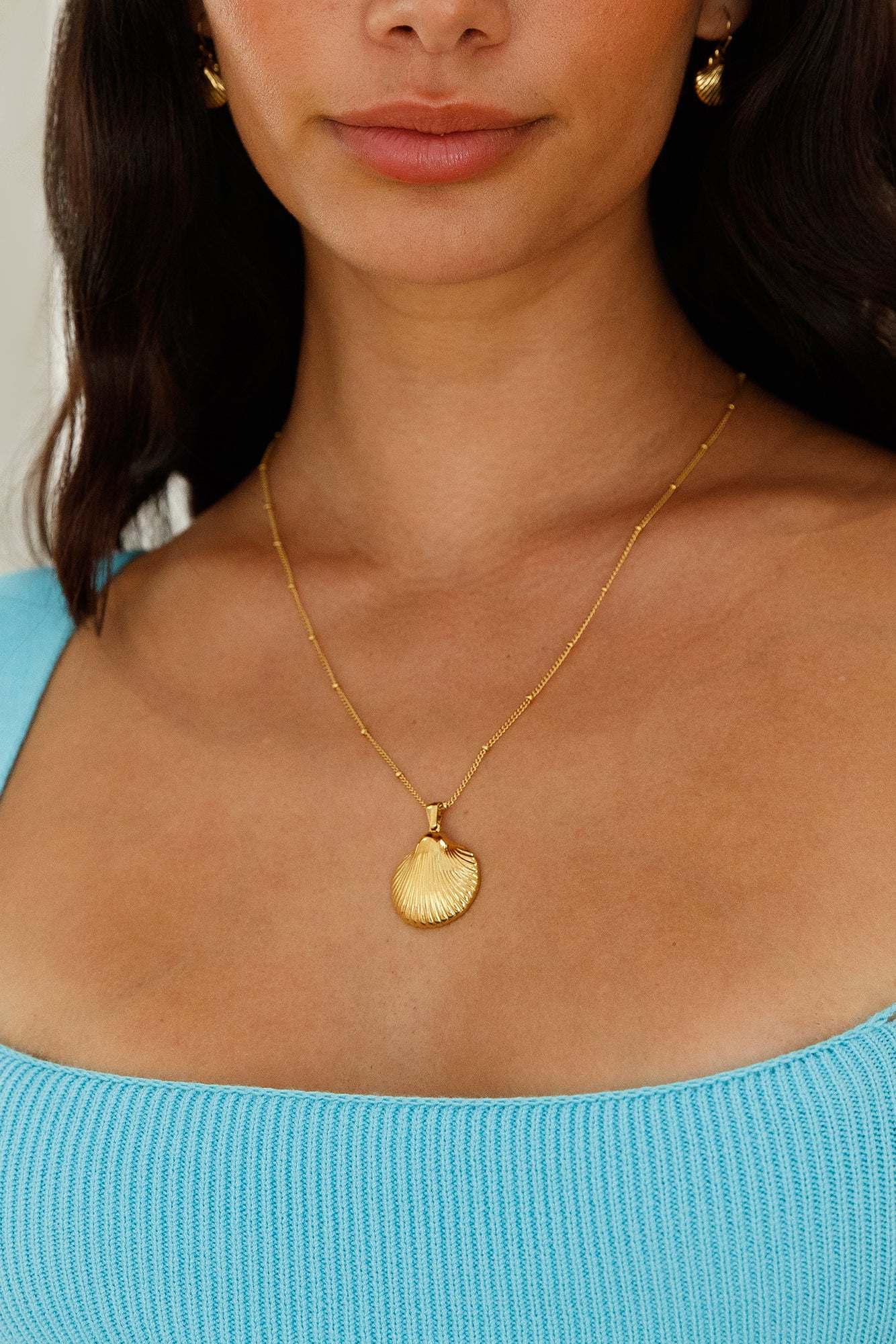 18k Gold Plated Seashell Island Necklace Gold-Seaa Fashion