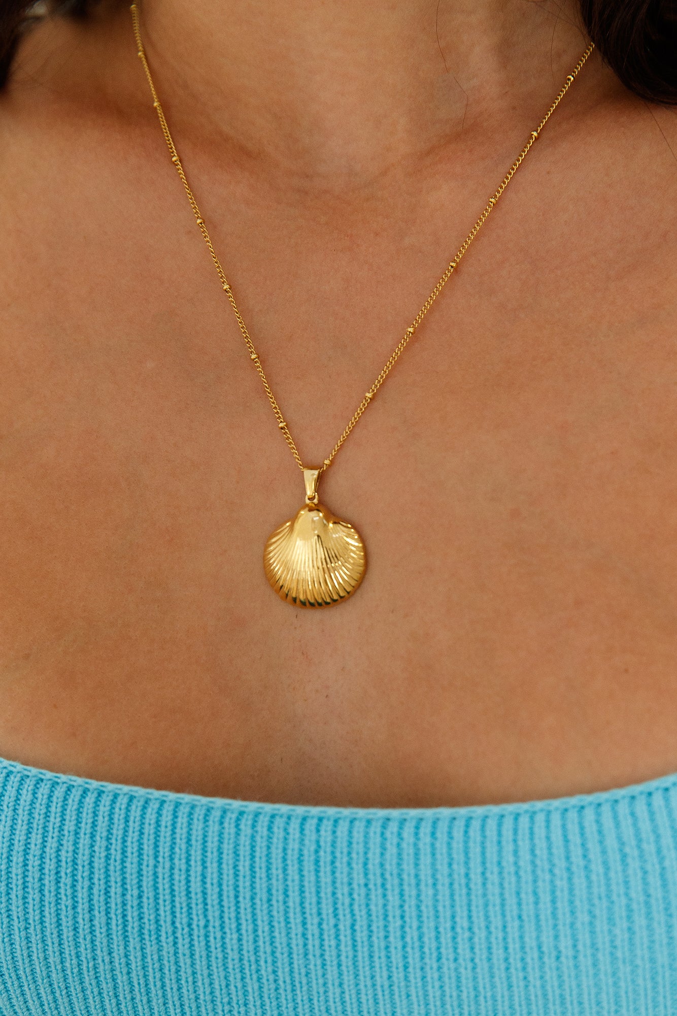 18k Gold Plated Seashell Island Necklace Gold-Seaa Fashion