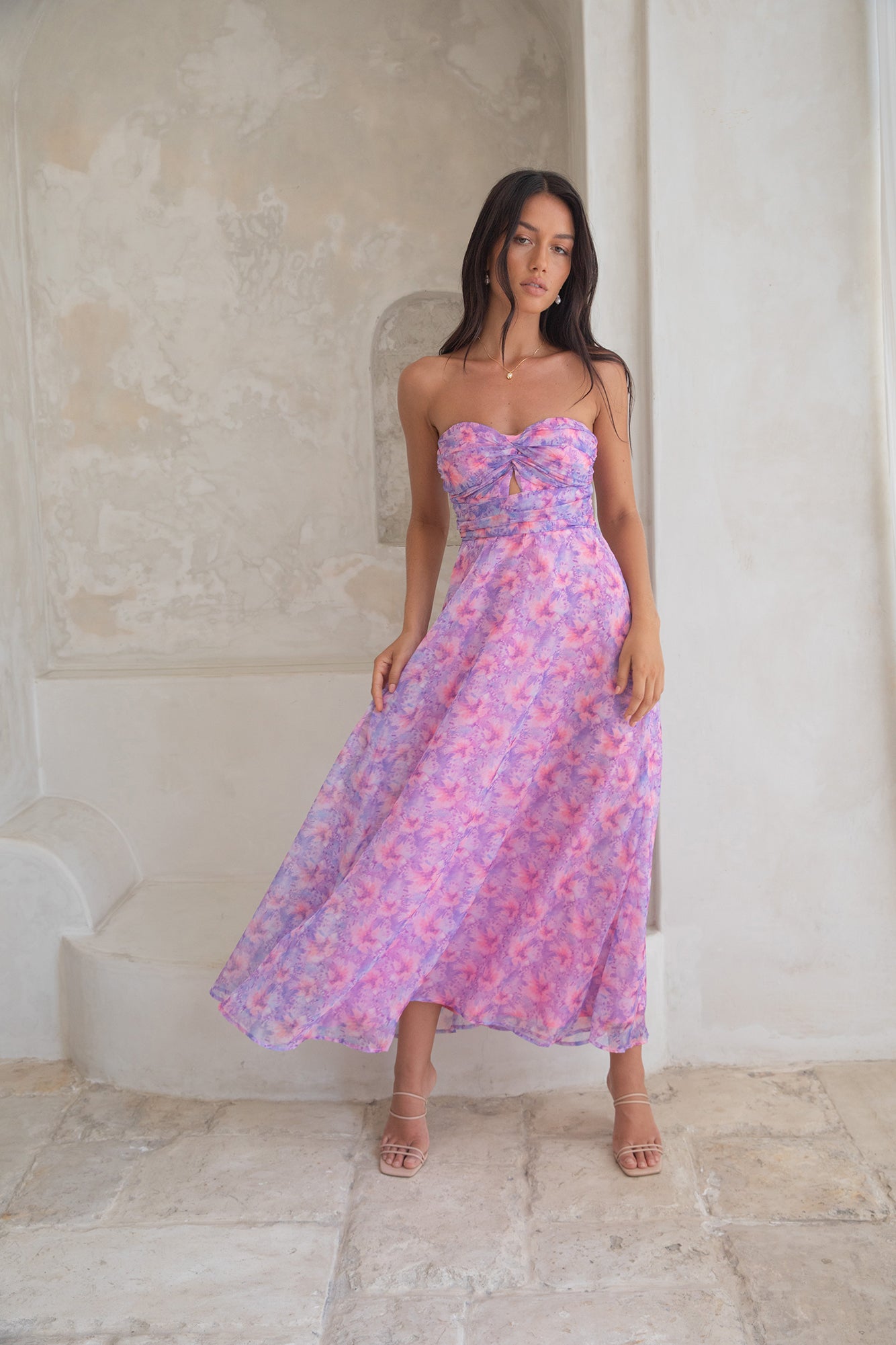 Upon The Moon Strapless Maxi Dress Purple-Seaa Fashion