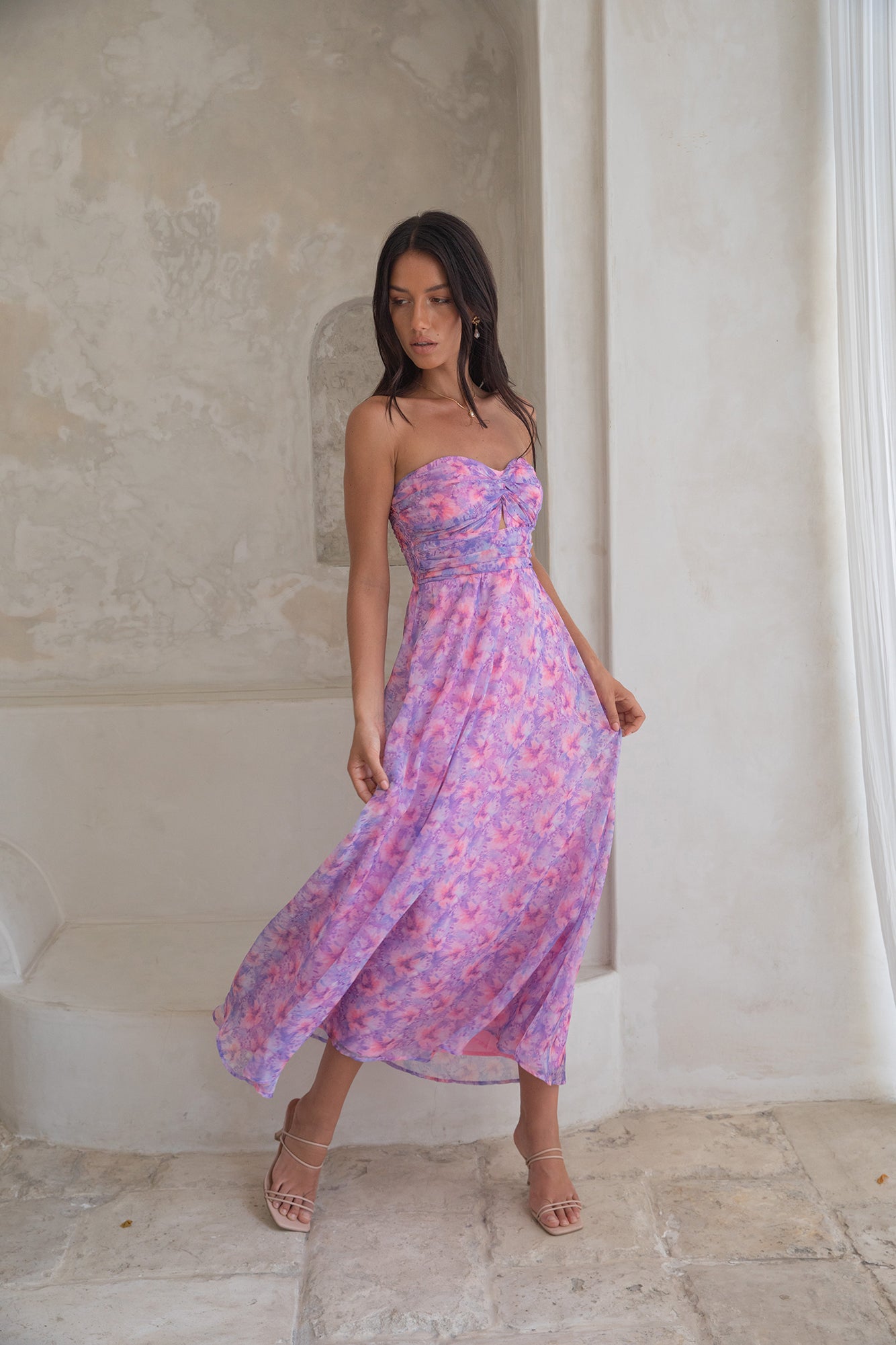 Upon The Moon Strapless Maxi Dress Purple-Seaa Fashion