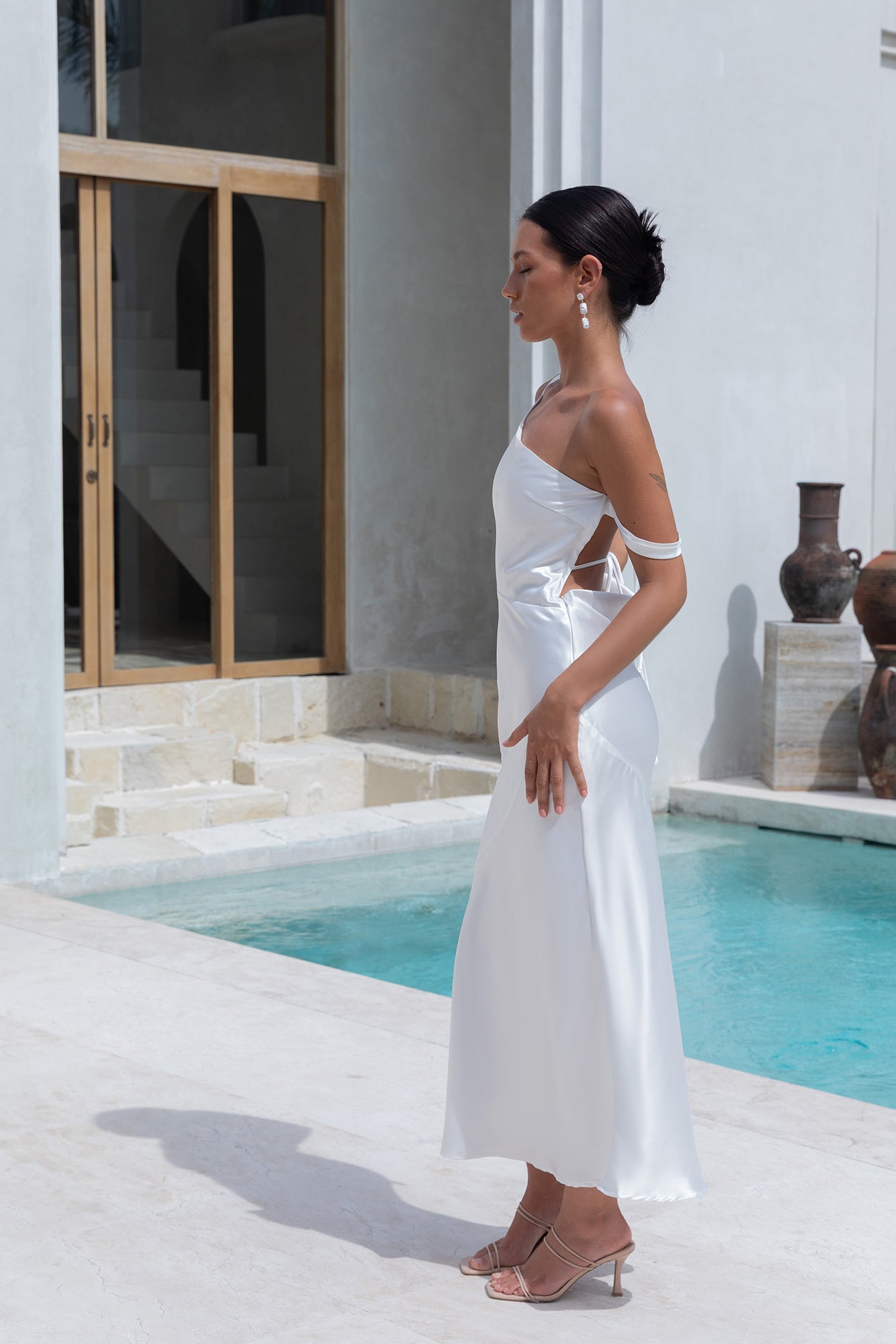 Angelica Satin Maxi Dress White-Seaa Fashion