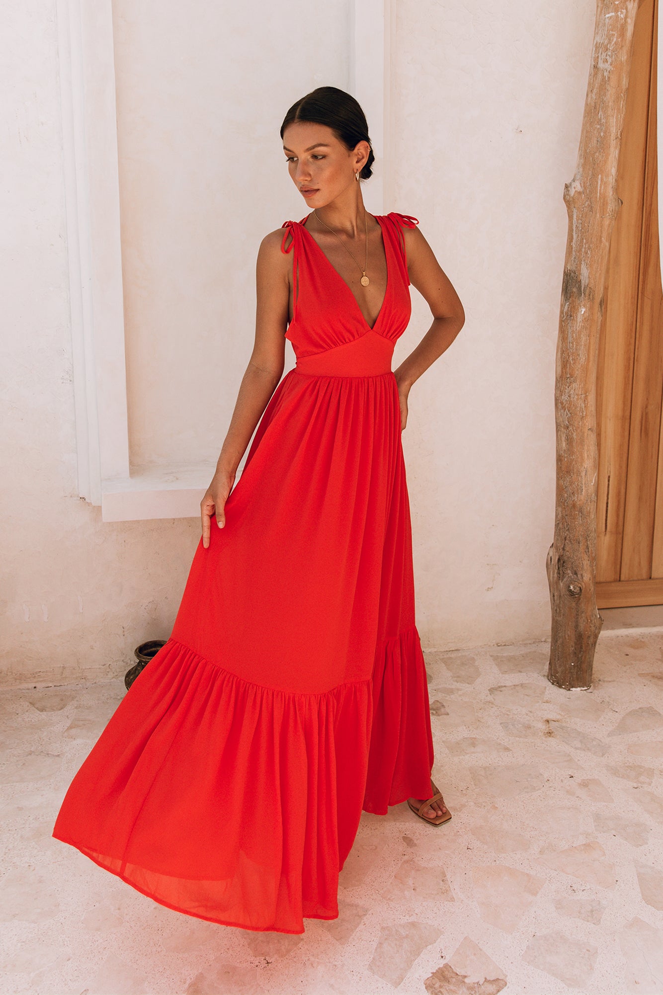 HELLO MOLLY Stand Out Heart Maxi Dress Bright Red-Seaa Fashion