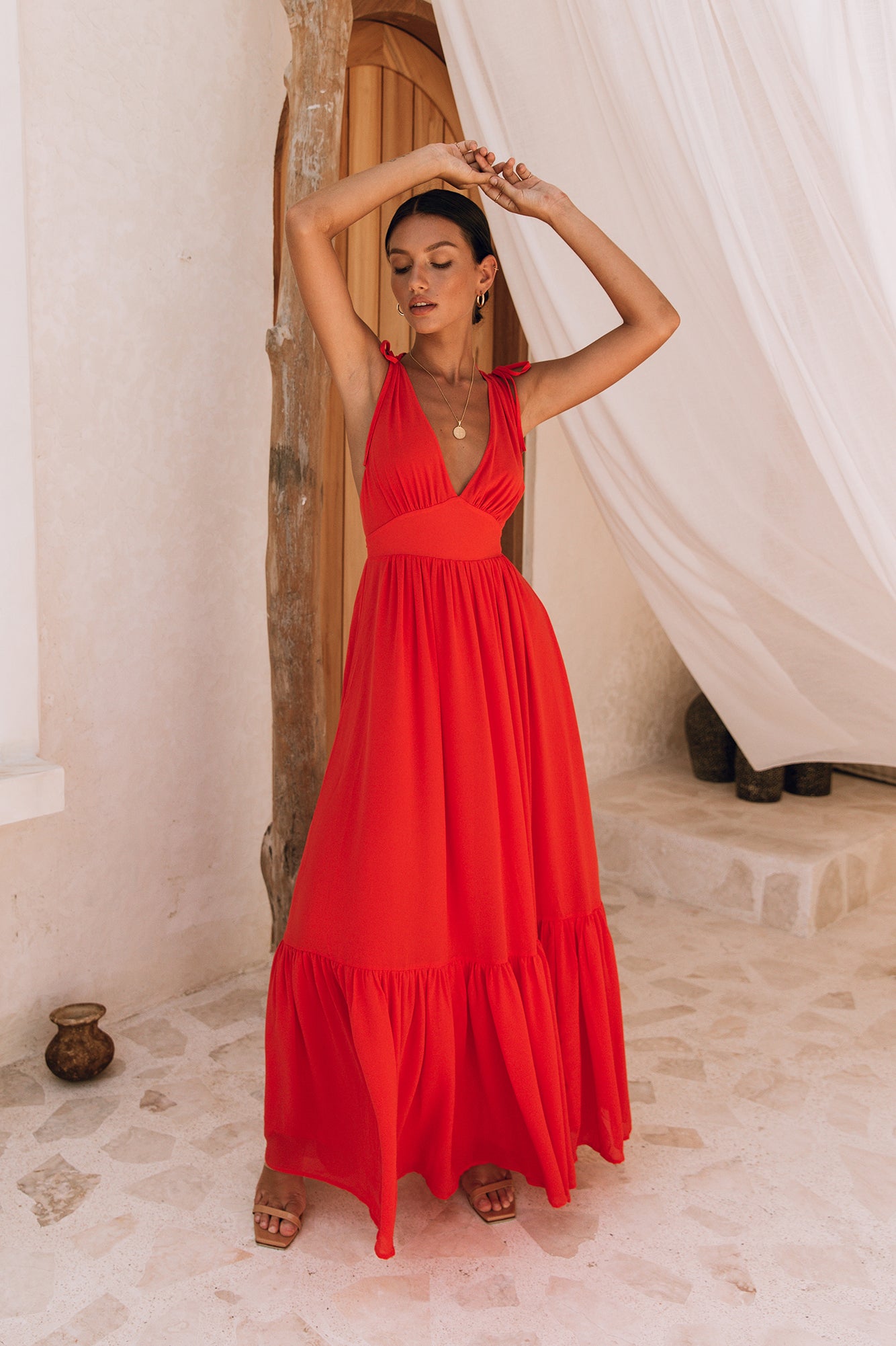HELLO MOLLY Stand Out Heart Maxi Dress Bright Red-Seaa Fashion