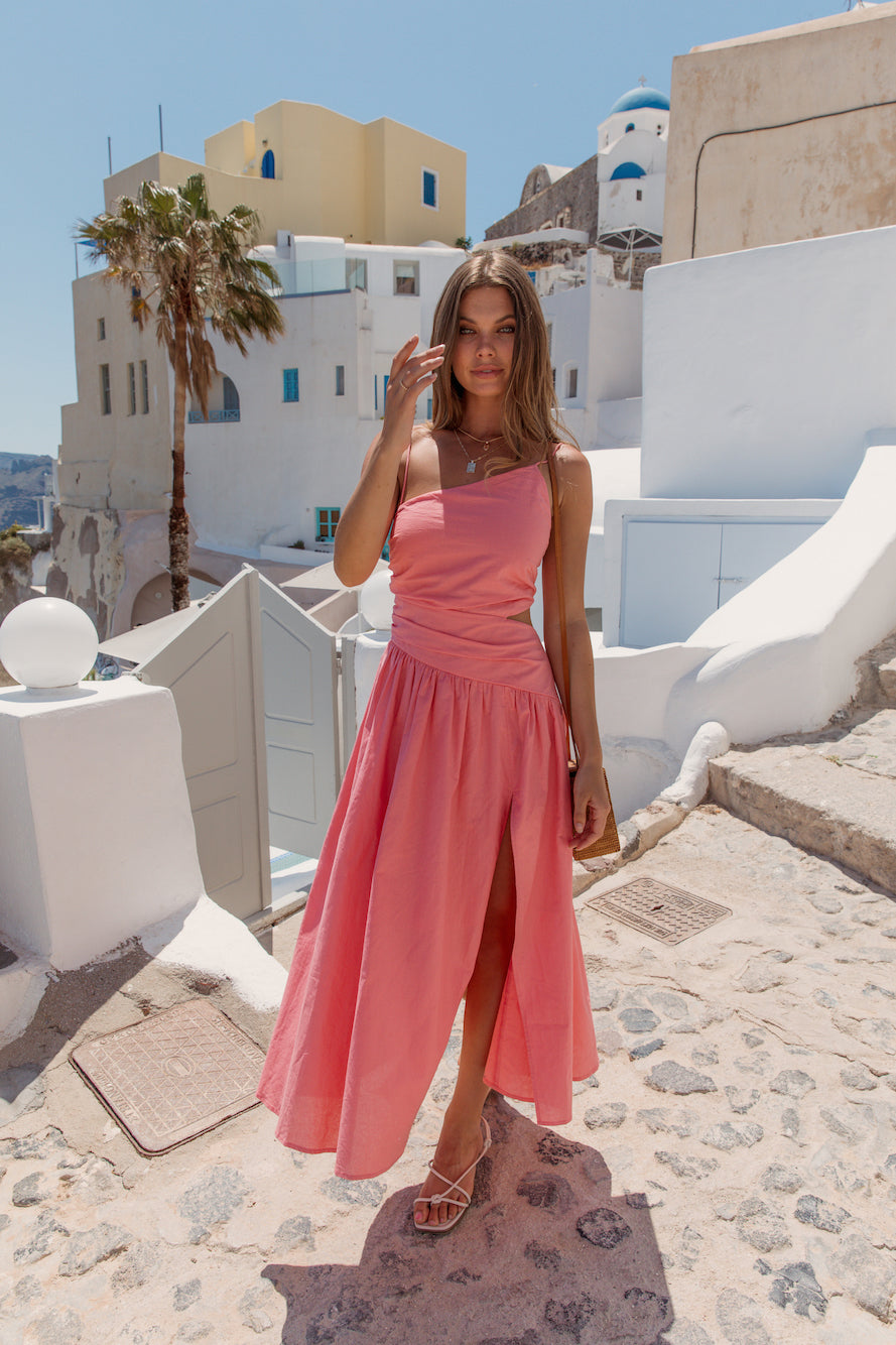 HELLO MOLLY Walks By The Sunrise Maxi Dress Coral-Seaa Fashion