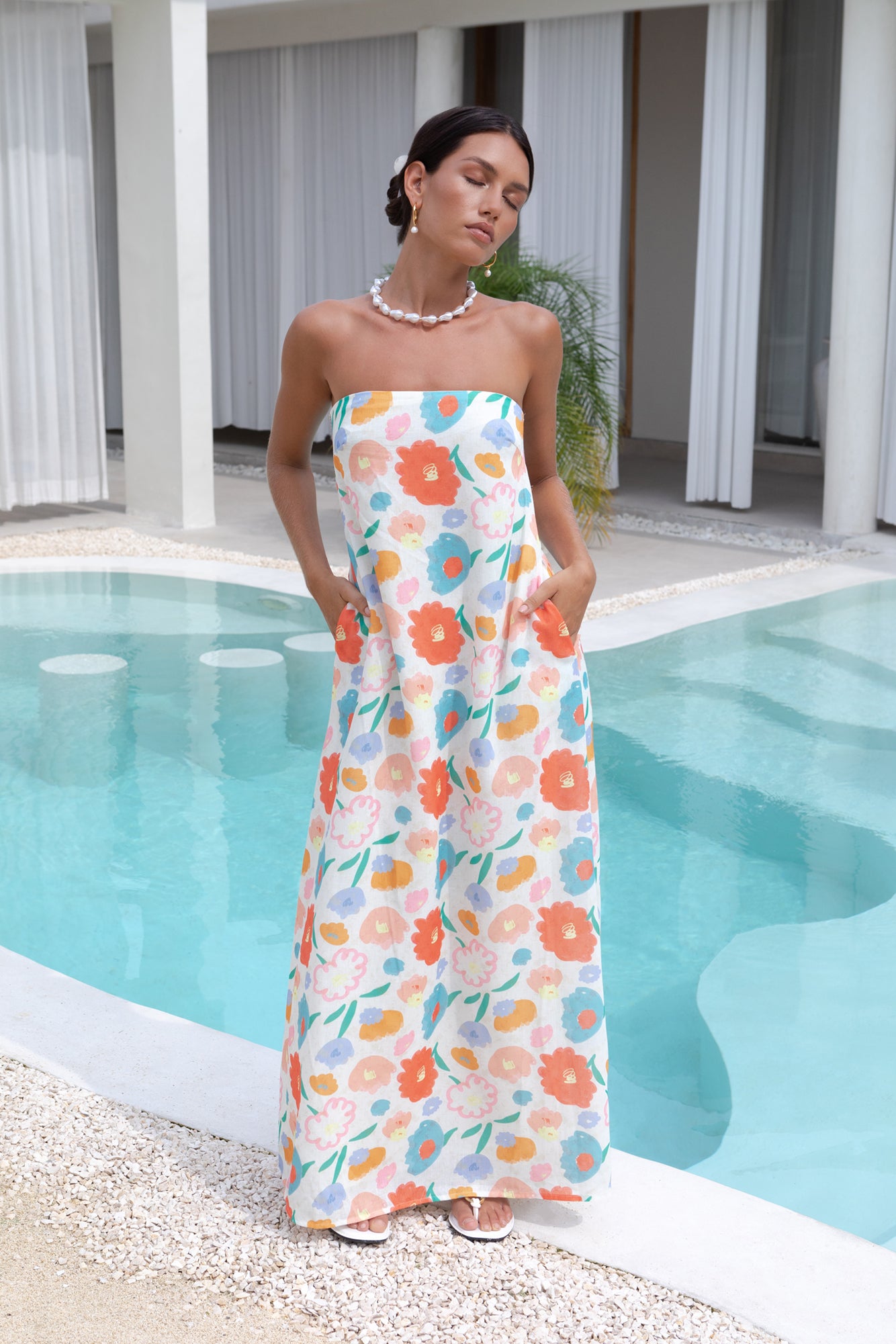 Elior Strapless Maxi Dress Print-Seaa Fashion