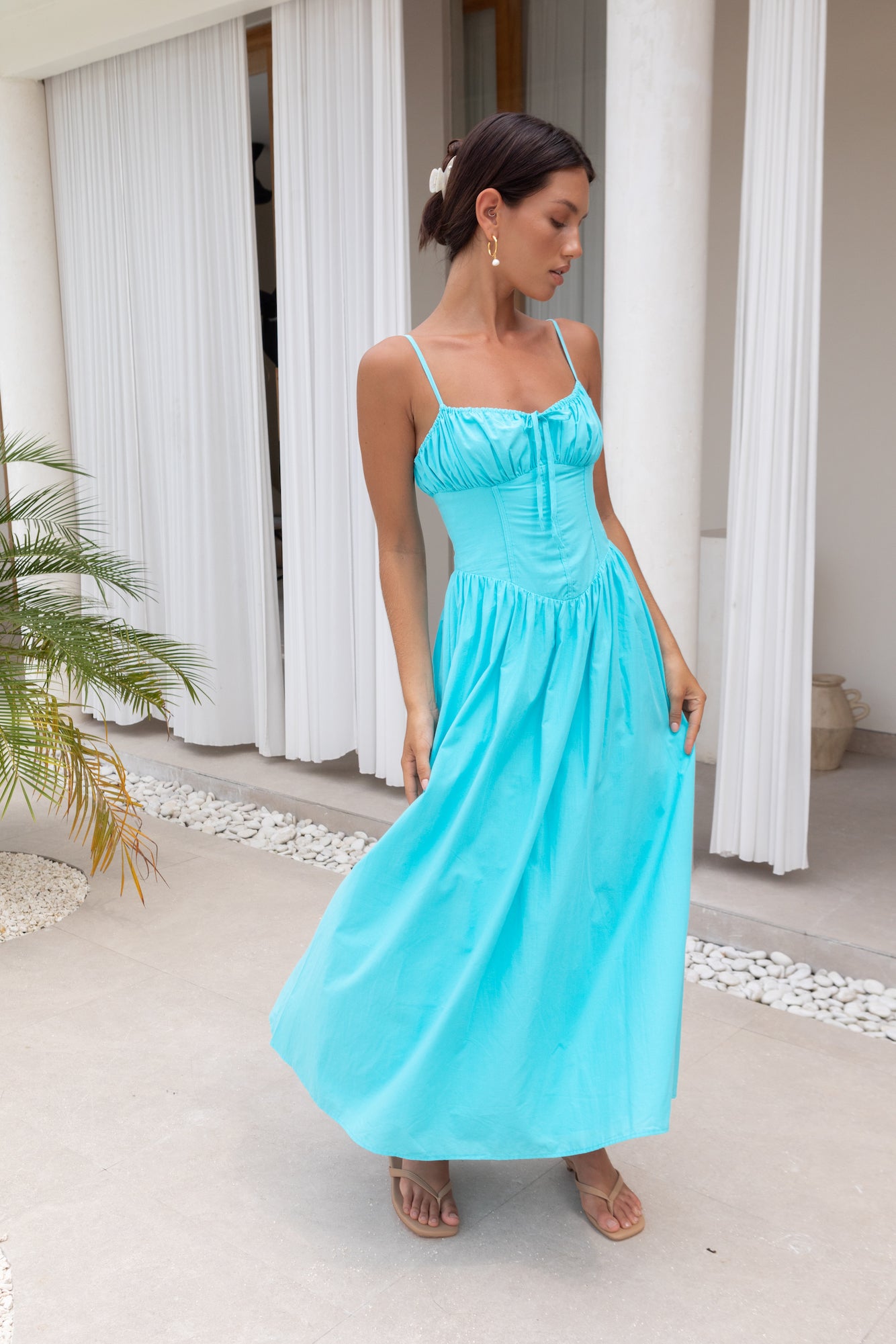 Whimsical Woods Maxi Dress Aqua-Seaa Fashion