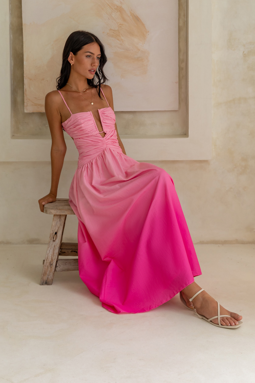 Caramel Latte Maxi Dress Pink-Seaa Fashion