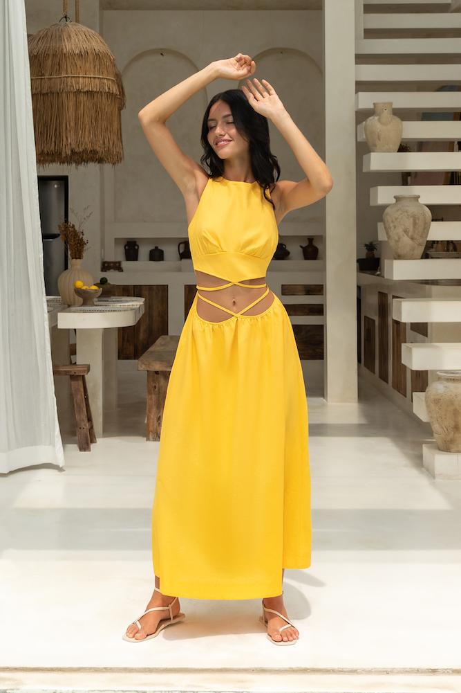 Lifetime Maxi Dress Yellow-Seaa Fashion