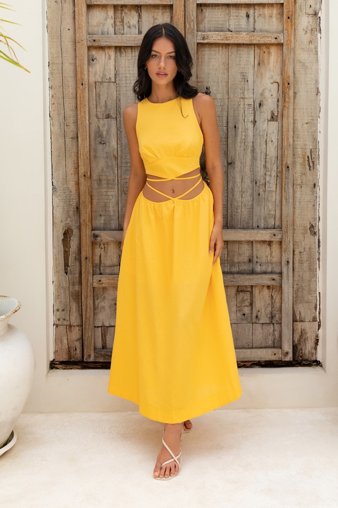 Lifetime Maxi Dress Yellow-Seaa Fashion