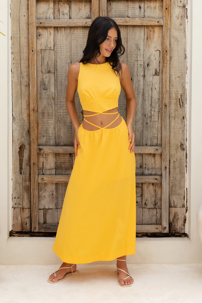Lifetime Maxi Dress Yellow-Seaa Fashion