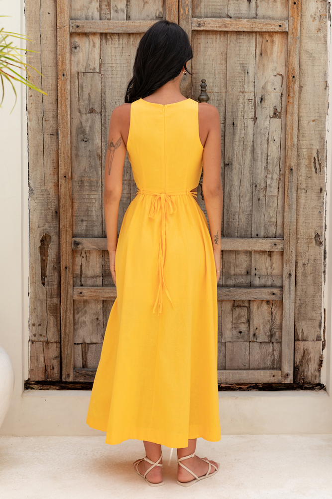 Lifetime Maxi Dress Yellow-Seaa Fashion
