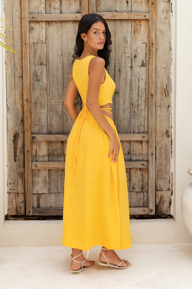 Lifetime Maxi Dress Yellow-Seaa Fashion