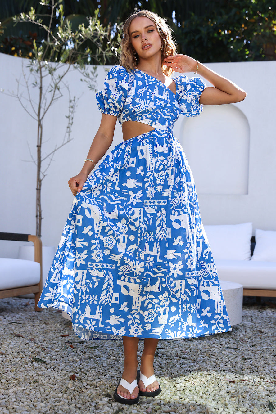 Art Gallery Maxi Dress Blue-Seaa Fashion