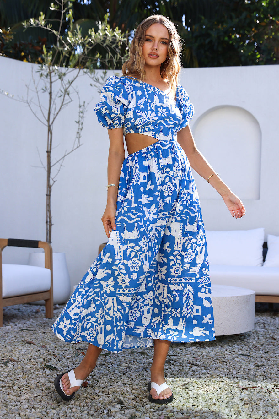 Art Gallery Maxi Dress Blue-Seaa Fashion