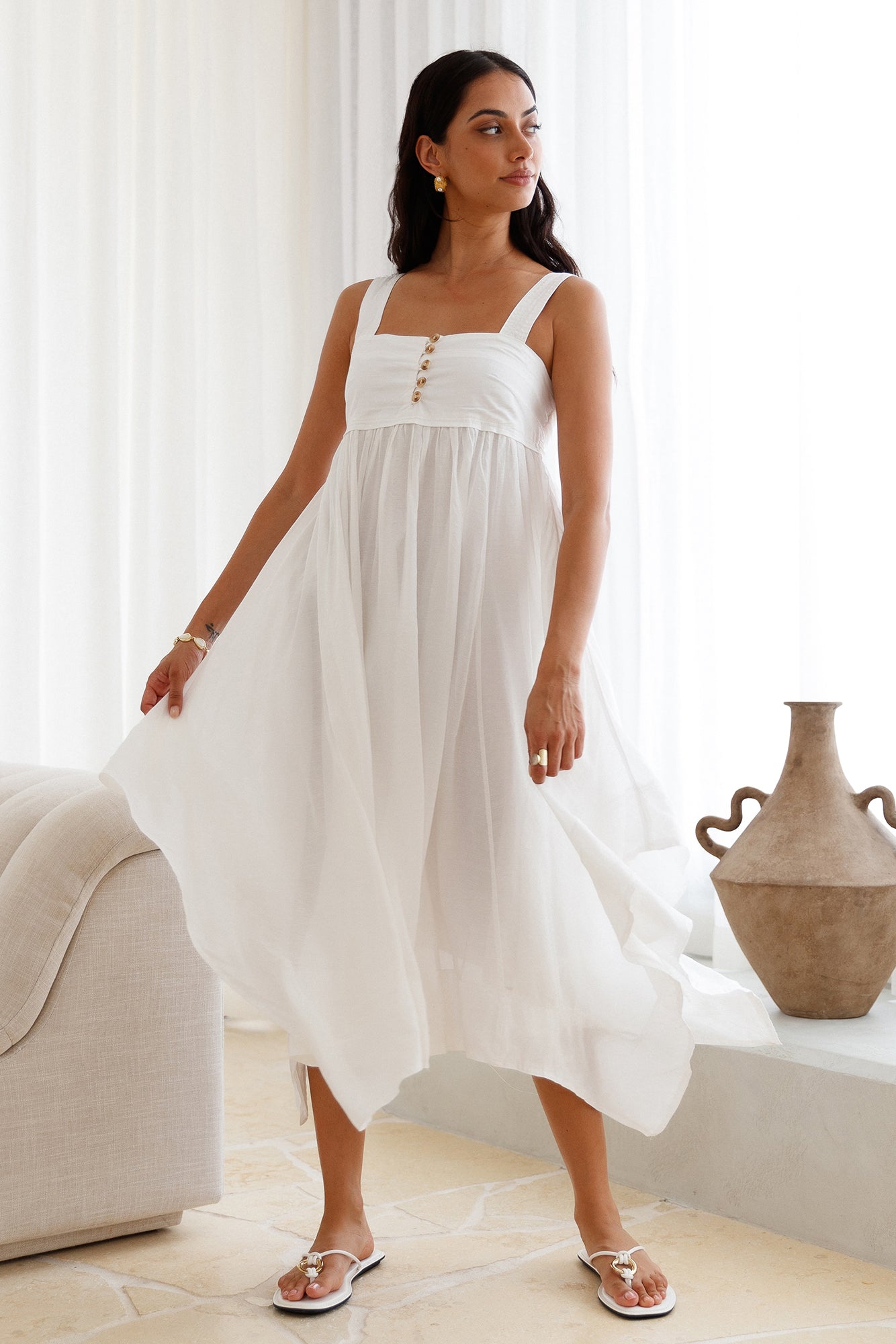 Restful Escape Midi Dress White-Seaa Fashion