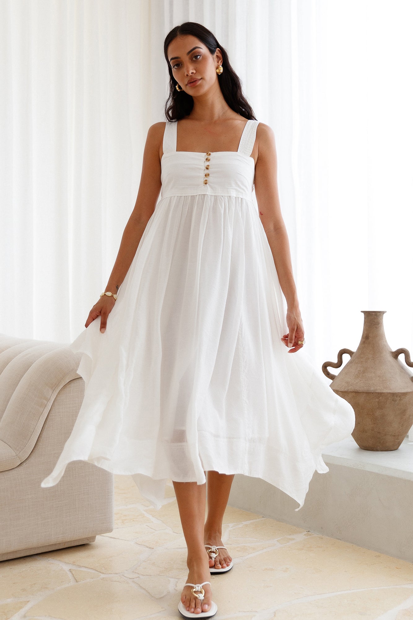 Restful Escape Midi Dress White-Seaa Fashion
