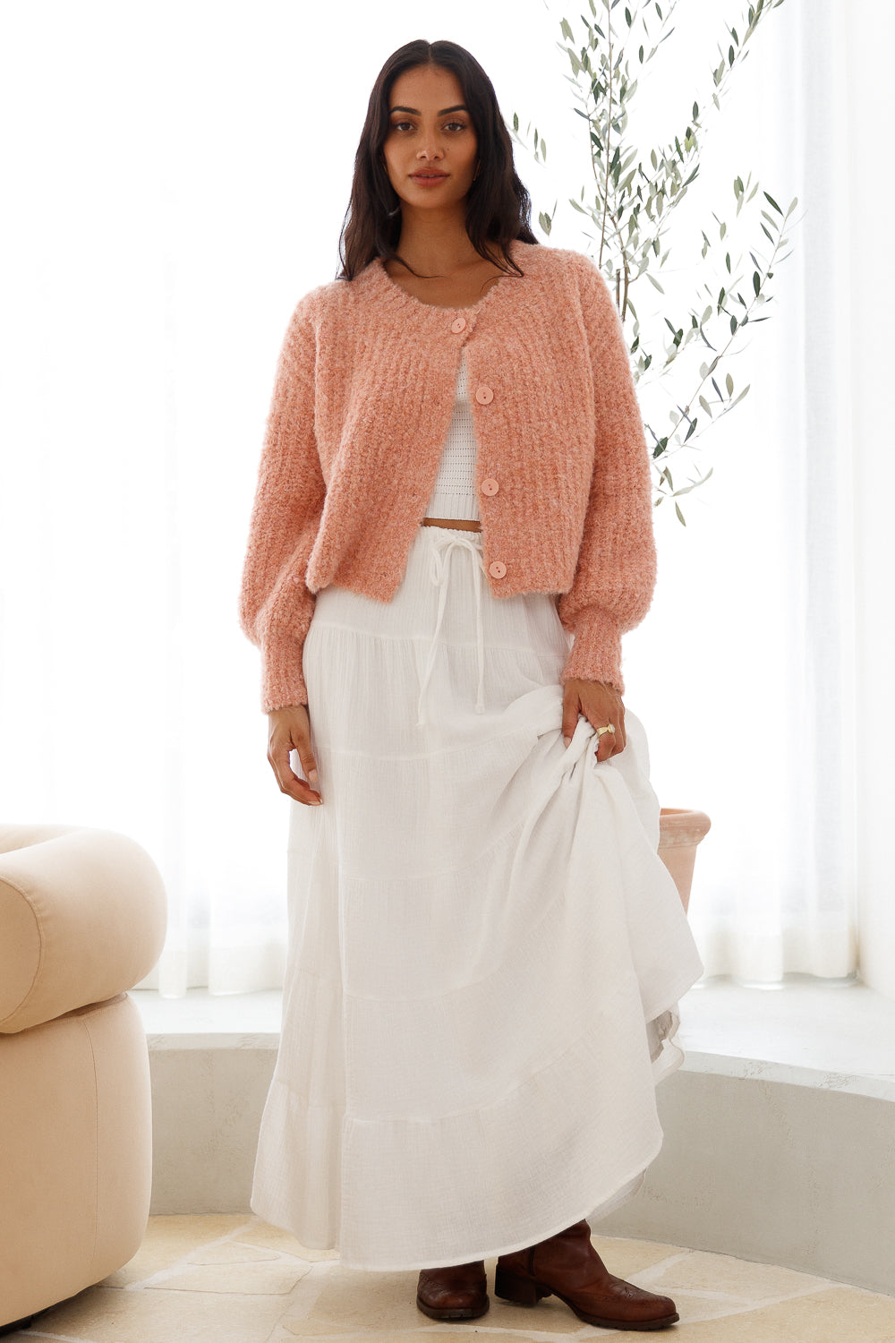 Ice Queen Knit Cardigan Pink-Seaa Fashion