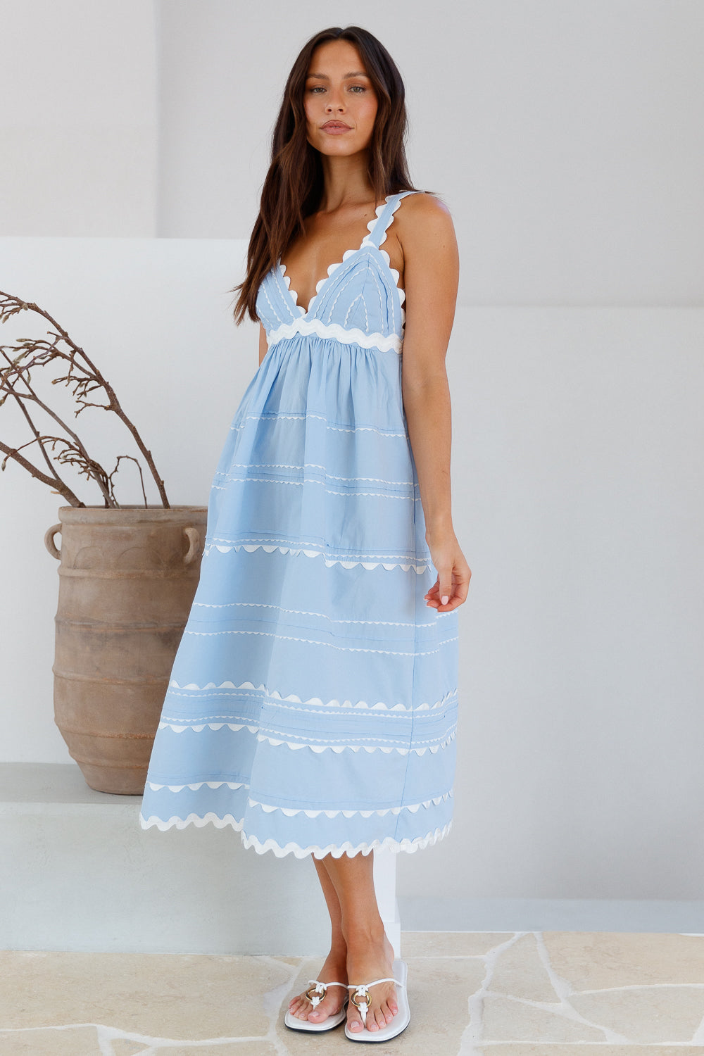 Summer Soirée Midi Dress Blue-Seaa Fashion