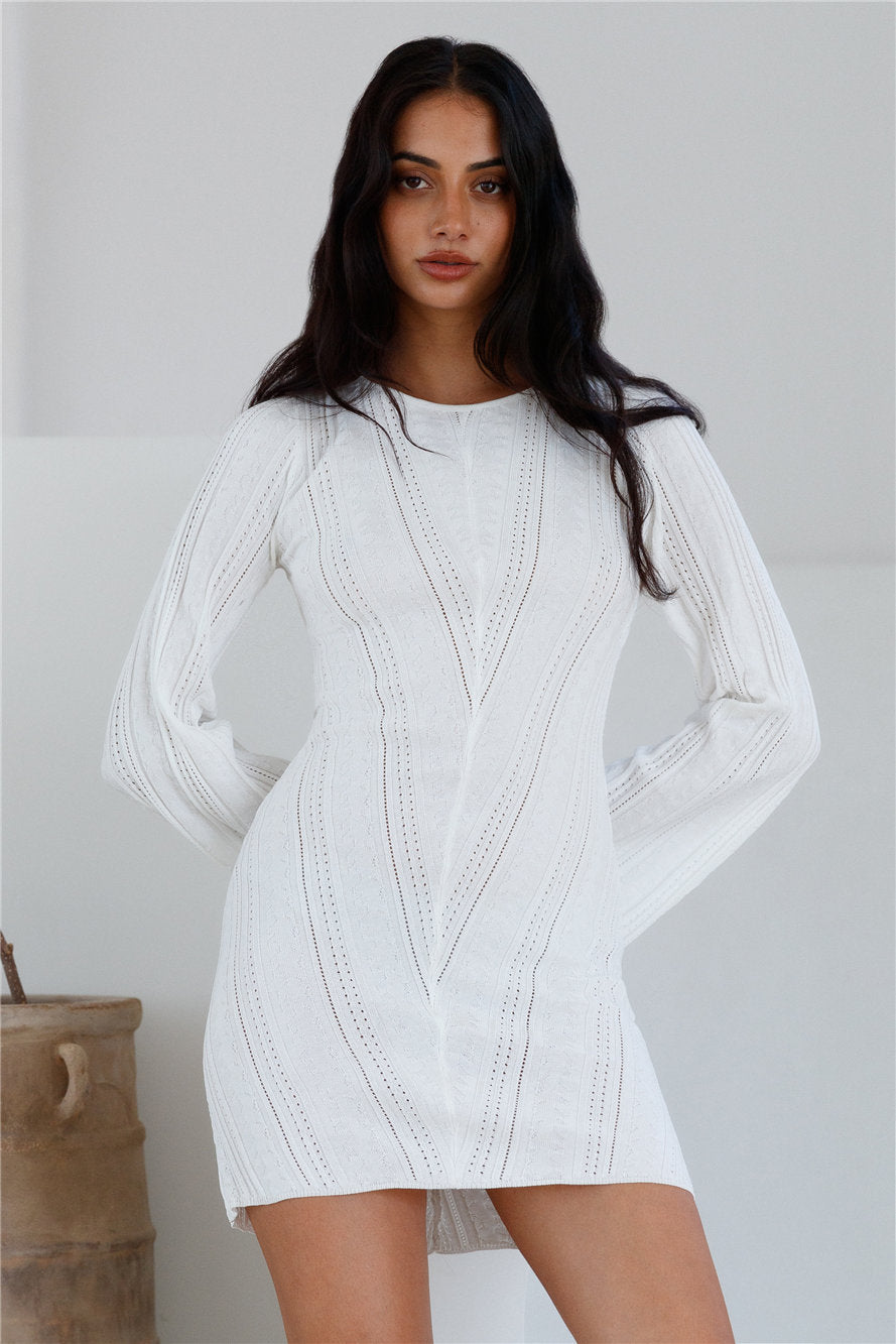 Soulful Nights Long Sleeve Mini Dress White-Seaa Fashion