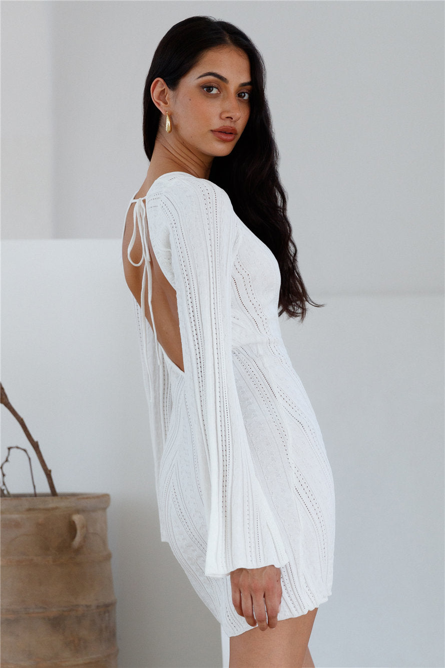 Soulful Nights Long Sleeve Mini Dress White-Seaa Fashion