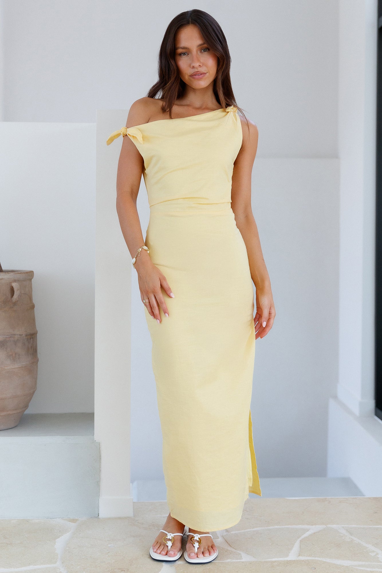 Arctic Allure Linen Maxi Dress Lemon-Seaa Fashion