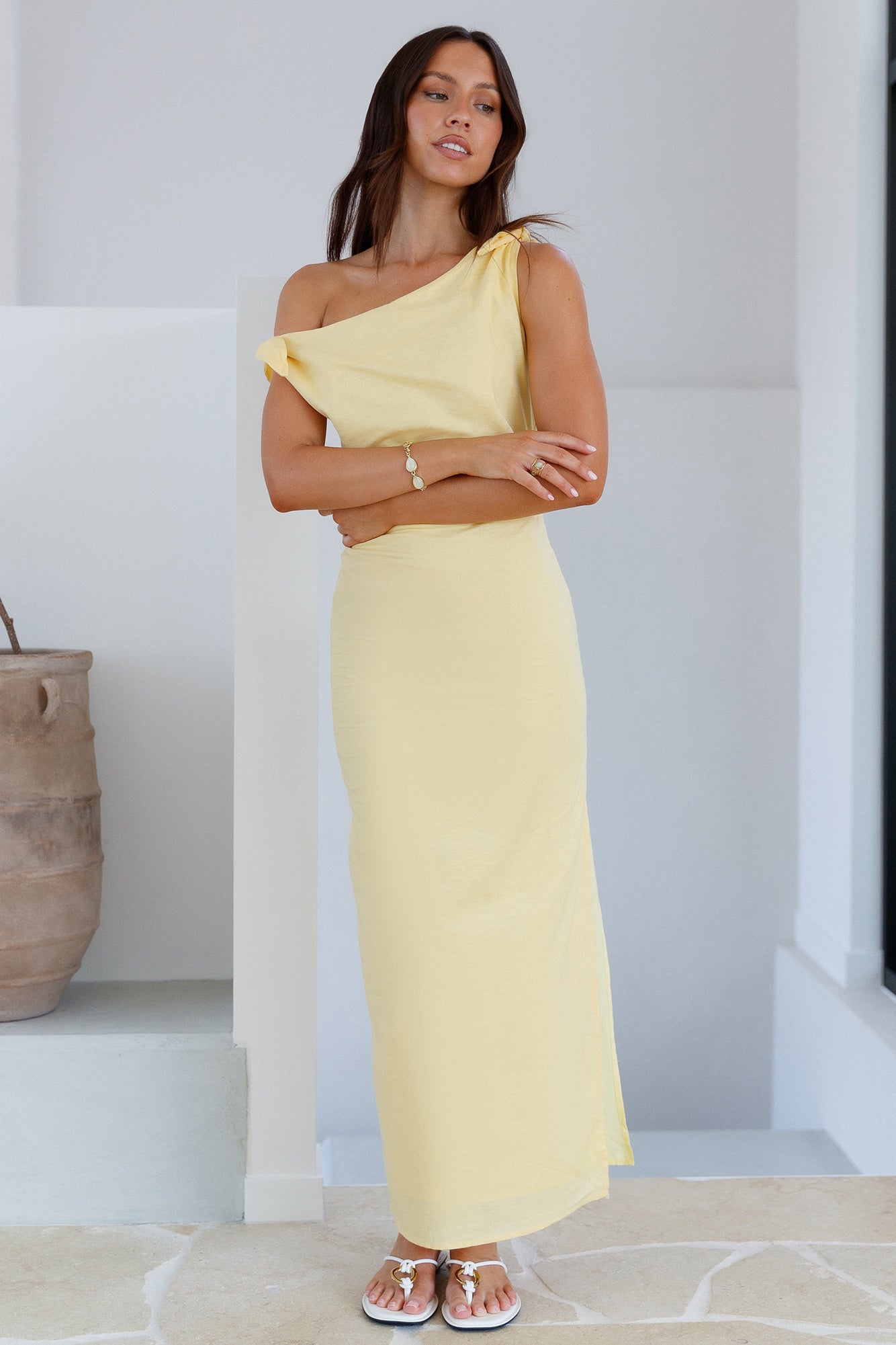 Arctic Allure Linen Maxi Dress Lemon-Seaa Fashion