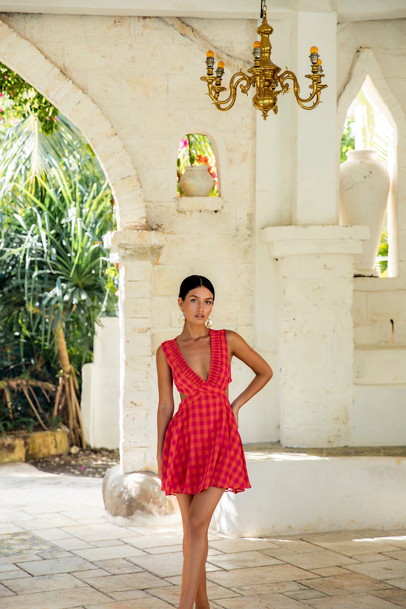 Seaa Fashion Sunset Picnic Mini Dress Pink-Seaa Fashion