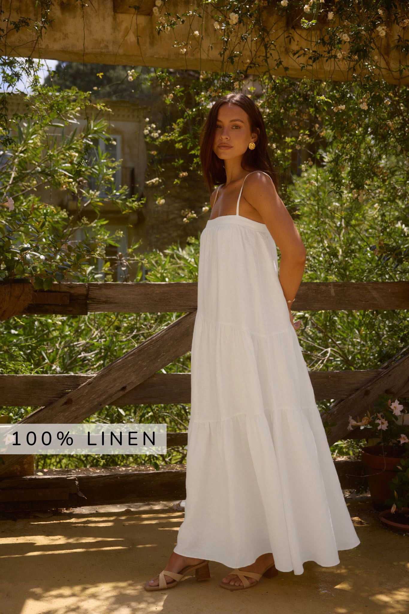 Liliana 100% Linen Maxi Dress White-Seaa Fashion
